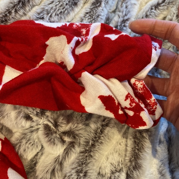 INC Floral Red/White Cardigan; Clear sequins; crystal buttons; 3/4 sleeves. SZ M - Picture 9 of 9